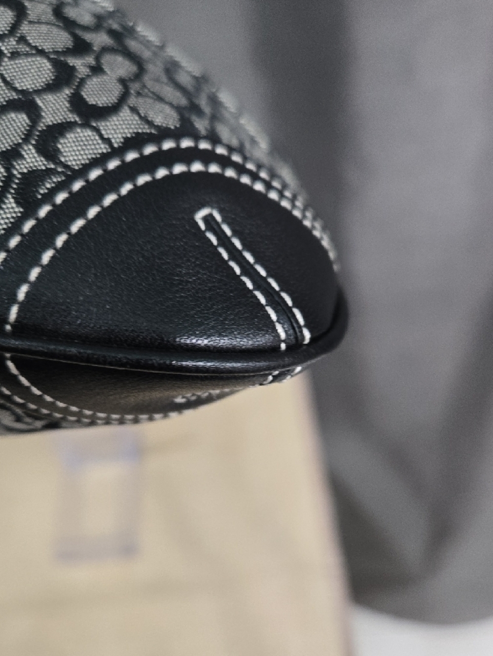 Like New! Coach Black & Gray Signature Drawstring Mini Bag - Picture 6 of 12